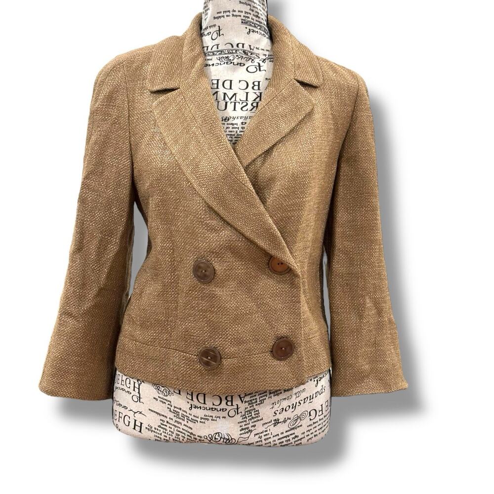 Talbots Size 6 Cotton Tweed Double Breasted Cropped Blazer Classic Capsule